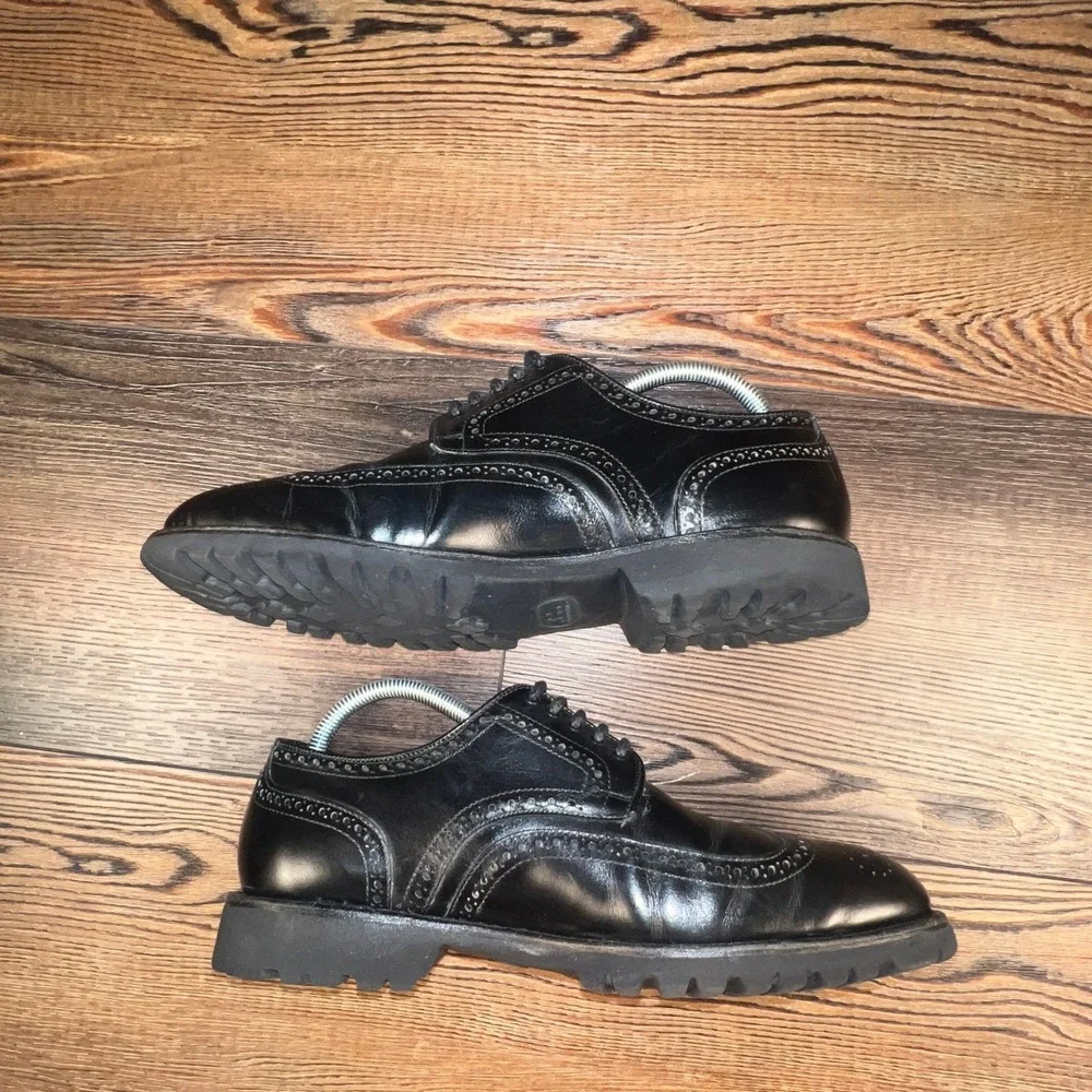 Allen Edmonds Tate Wingtip Derby Black Leather‎ Lug Sole Shoes Men's 8.5 3E 3037